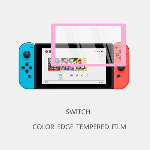 Rose Pour Ns - Protecteur D'écran De Console Pour Nintendo Switch Lite, Cadre Coloré 9h, Film En Verre Guatémaltèque, Poignées De Pouce Pour Accessoires Ns Switch