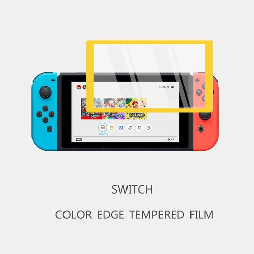 Jaune Pour Ns - Protecteur D'écran De Console Pour Nintendo Switch Lite, Cadre Coloré 9h, Film En Verre Guatémaltèque, Poignées De Pouce Pour Accessoires Ns Switch