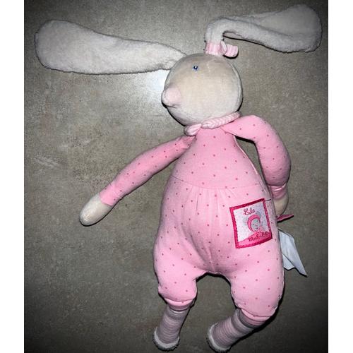 Doudou Lapin Rose Lila Moulin Roty 30cm Poupée Animal Jouet Peluche Soft Toy Pink Bunny Doll
