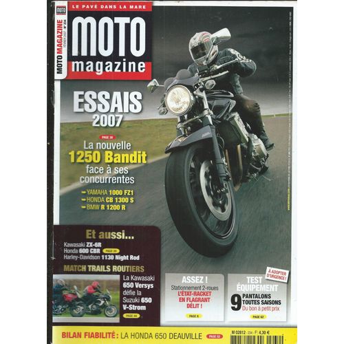 Moto Magazine01/02/2007 1250 Bandit, Yamaha 1000 Fz1, Honda Cb 1300 S, Bmw R 1200 R, Kawasaki Zx-6r, Honda 600 Cbr, Harley Davidson 1130 Night Rod -Sports,Sachs 125 X-Road,Suzuki Gsf