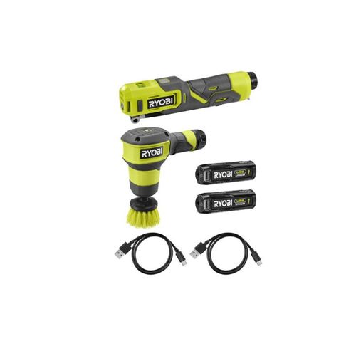 Pack RYOBI 4V Gonfleur - 6,9 bars - Brosse motorisée - 2 Batteries 2,0Ah