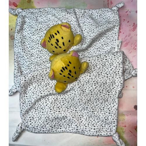 Doudou Tigre Leopard Siplec Leclerc Lot De Deux Doudous Blanc Noir Jaune Jouets Peluches Bebe