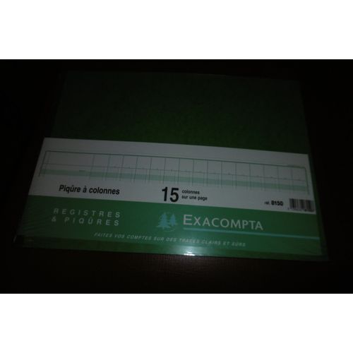 Exacompta Registre 15 Colonnes Sur 1 Page 28x38cm N° 8150 Vert