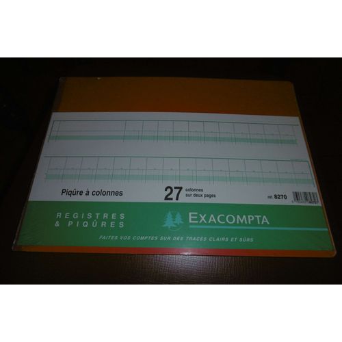 Exacompta Registre 27 Colonnes Sur 2 Pages 28x38cm N° 8270 Rouge