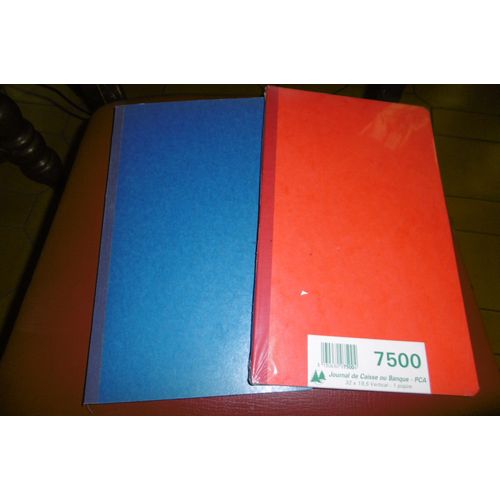 Exacompta Registre Caisse Ou Banque 19.5x32cm N° 7500 Lot De 2 Rouge Et Bleu
