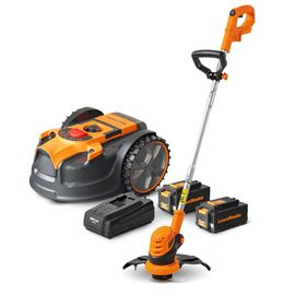 Robot tondeuse autonome 24V sans fil périmétrique - Le robot le plus simple du marché + Coupe bordures 24v et 2 batteries.