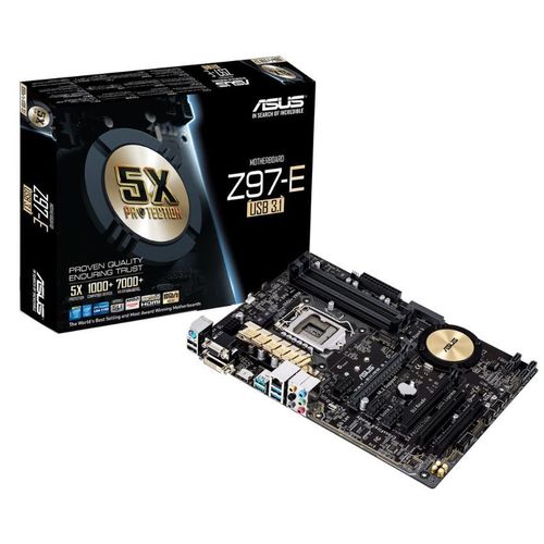 ASUS Z97-E - Carte-mère - ATX - Socket LGA1150 - Z97 Chipset - USB 3.0 - Gigabit LAN - carte graphique embarquée (unité centrale requise) - audio HD (8 canaux)