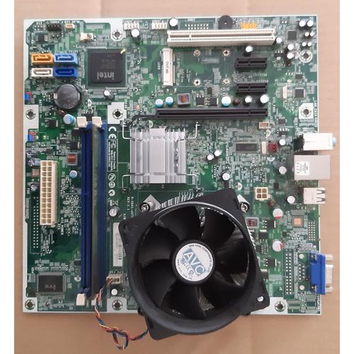 Carte mère HP Compaq P/N 608883-002, modèle H-IG41-uATX REV 1.1 avec son processeur Intel® Pentium® E5500 2,8 GHz (Dual-Core) d'origine, son ventilateur de processeur et 2 Go de mémoire.