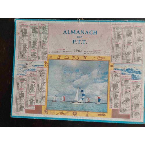 Calendrier Almanach Ptt 1966 / Voiliers