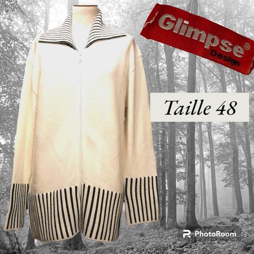 Gilet Femme Cardigan Chaud Double Fermeture Éclair Glimpse Taille 48 Très Peu Porté