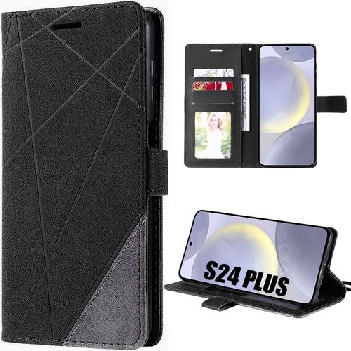 Coque Pour Samsung Galaxy S24 Plus (S24+) - Protection Cuir Synthétique Anti-Rayures Noir - E.F.Connection