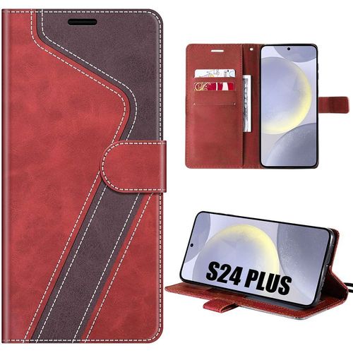 Coque Pour Samsung Galaxy S24 Plus (S24+) - Coque Anti-Rayures Effet Cuir Bicolore Rouge - E.F.Connection