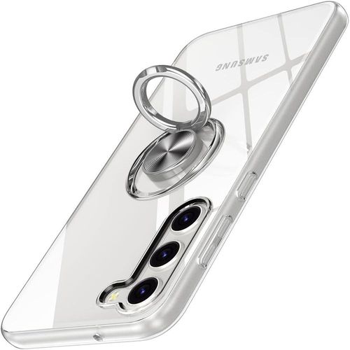 Coque Silicone Pour Samsung Galaxy S24 Plus (S24+), Protection Transparent Avec Anneau Support Argenté - E.F.Connection
