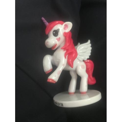 Figurine licorne rose - dekora - décoration pour gateaux - pvc 8,5x6,5 cm