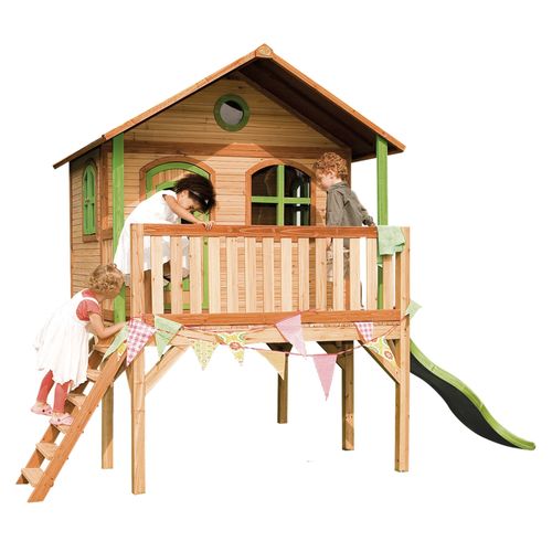 Axi Sophie Maison Enfant Avec Toboggan Vert Clair | Aire De Jeux Pour L'extérieur En Marron & Vert | Maisonnette / Cabane De Jeu En Bois Fsc