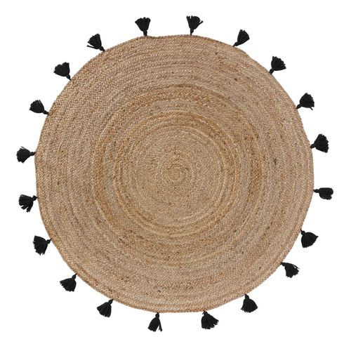 Tapis Rond Jute 120 Cm Shira Noir