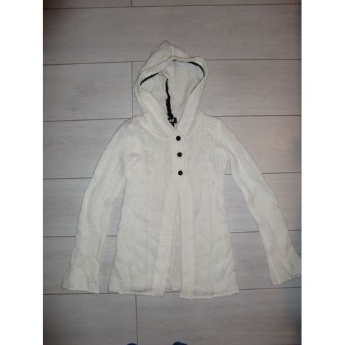 Pull Cardigan Blanc À Capuche H&m (146/152 Cm)