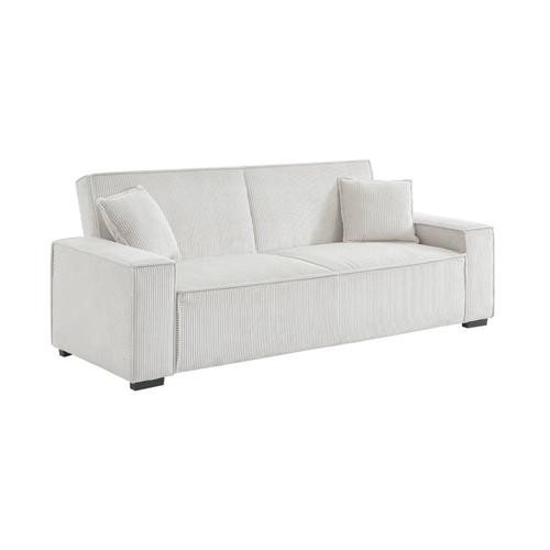 Canapé Convertible 3 Places Blanc Crème Velours Côtelé L 231 X P 96.5 X H 80cm