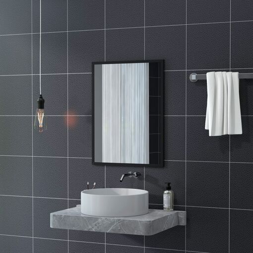 Miroir mural rectangulaire dim. 60L x 80H cm MDF noir - 6