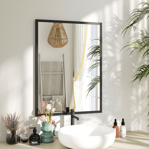 Miroir mural rectangulaire dim. 60L x 80H cm MDF noir - 4