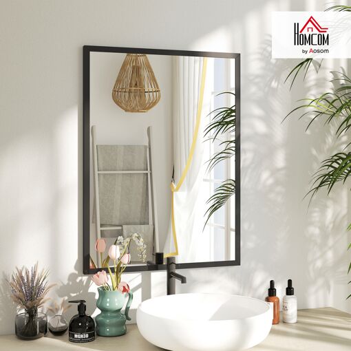 Miroir mural rectangulaire dim. 60L x 80H cm MDF noir - 10