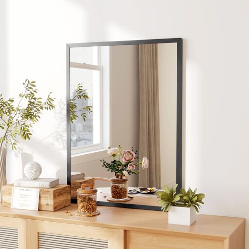 Miroir mural rectangulaire dim. 60L x 80H cm MDF noir - 2