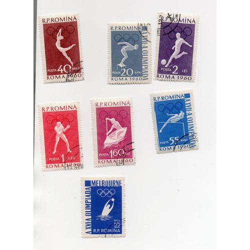 Roumanie- Lot De 6 Timbres Oblitérés Jeux Olympiques De Rome Et 1 Timbre Oblitéré Jeux Olympiques De Melbourne