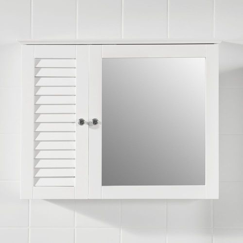Sobuy Armoire Miroir Meuble Haut De Salle De Bain Armoire Suspendue Avec Porte Miroir Commode Meuble De Rangement Mural 65x15x49 Cm, Bzr55-W