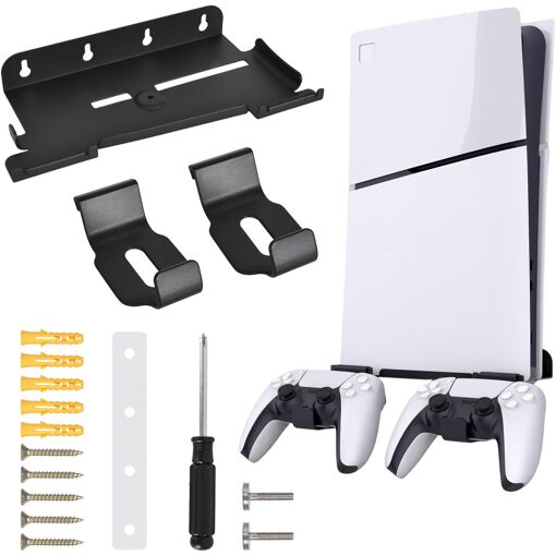 Support Mural pour PS5 Slim, Noir Supports Console PS5 Slim Disc & ...