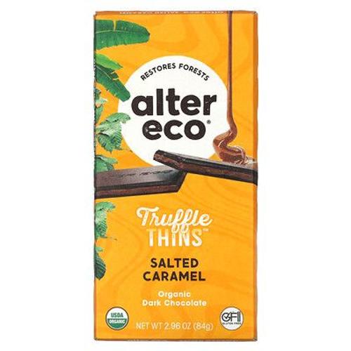 Alter Eco Truffe Thins, Barre De Chocolat Noir Biologique, Caramel Salé, 84 G