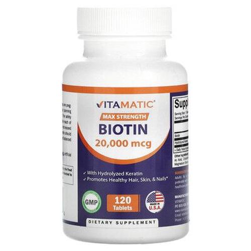 Vitamatic Biotine, Force Maximale, 20 000 ?g, 120 Comprimés 