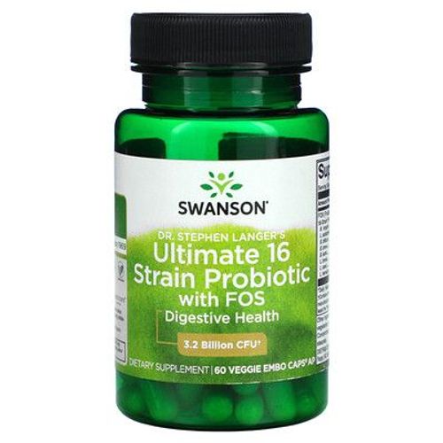 Swanson Probiotique Ultime À 16 Souches Avec Fos, 3,2 Milliards D'ufc, 60 Capsules Végétariennes Embo Ap 