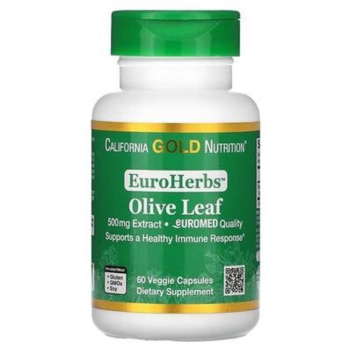 California Gold Nutrition Euroherbs, Extrait De Feuille D'olivier, Qualité Européenne, 500 Mg, 60 Capsules Végétariennes 