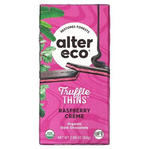 Alter Eco Truffe Thins, Barre De Chocolat Noir Biologique, Crème De Framboise, 84 G