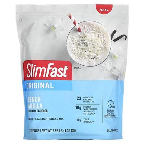 Slimfast Original, Substitut De Repas Pour Boisson Frappée, Vanille Française, 1,35 Kg
