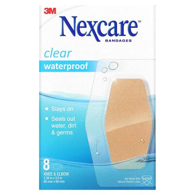 Nexcare Pansements Transparents Et Imperméables, Genoux Et Coudes, 8 Pansements 