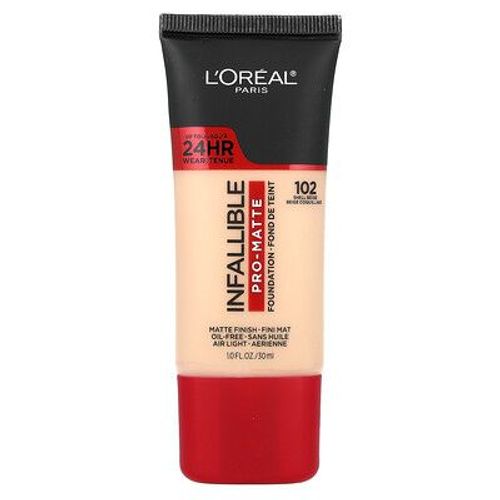L'oréal Infaillible, Fond De Teint Pro-Mat, 102 Beige Coquille, 30 Ml 