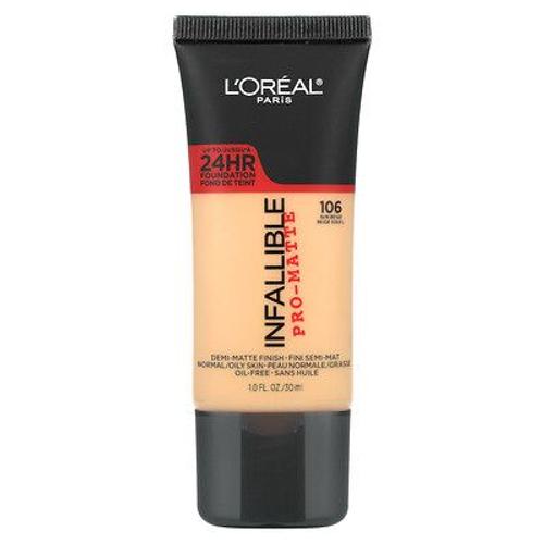 L'oréal Infaillible, Fond De Teint Pro-Matte, Peaux Normales/Grasses, 106 Sun Beige, 30 Ml 