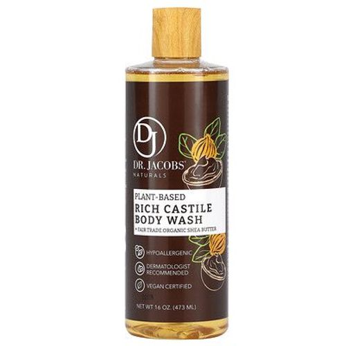 Dr. Jacobs Naturals Gel Douche Riche À Base De Plantes De Castille Et Beurre De Karité Biologique Issu Du Commerce Équitable, 473 Ml 