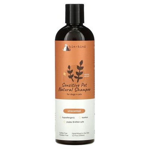Kin+Kind Shampooing Naturel Pour Animaux De Compagnie Sensibles, Pour Chiens Et Chats, Non ParfumÃ©, 354 Ml