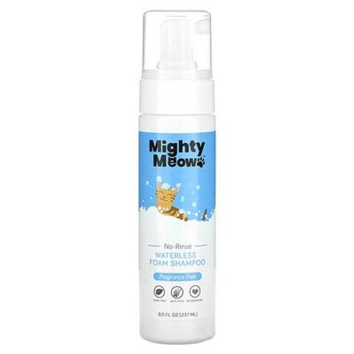 Mighty Mutt Mighty Meow, Shampooing Moussant Sans Eau, Pour Chats, Sans Parfum, 237 Ml