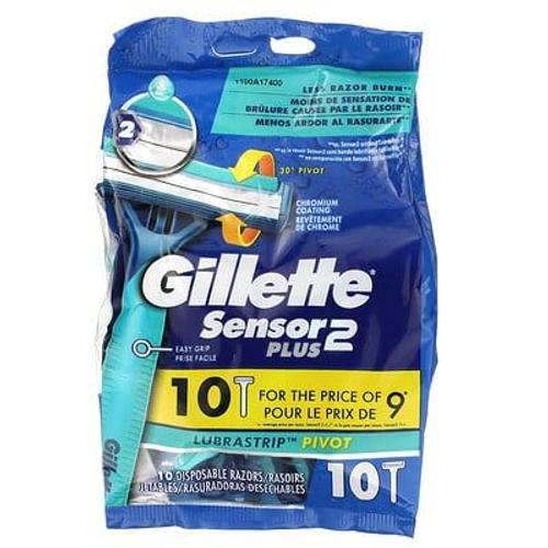 Gillette Sensor 2 Plus, Tête pivotante, Rasoirs jetables, 10 unités