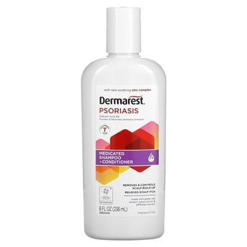 Dermarest Psoriasis, Shampooing + Après-Shampooing Médicamenteux, Puissance Maximale, Sans Parfum, 236 Ml 