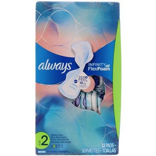 Always Mousse À Flexion Infinie Avec Ailettes Flexi-Wings, Taille 2, Flux Important, Non Parfumées, 32 Serviettes 