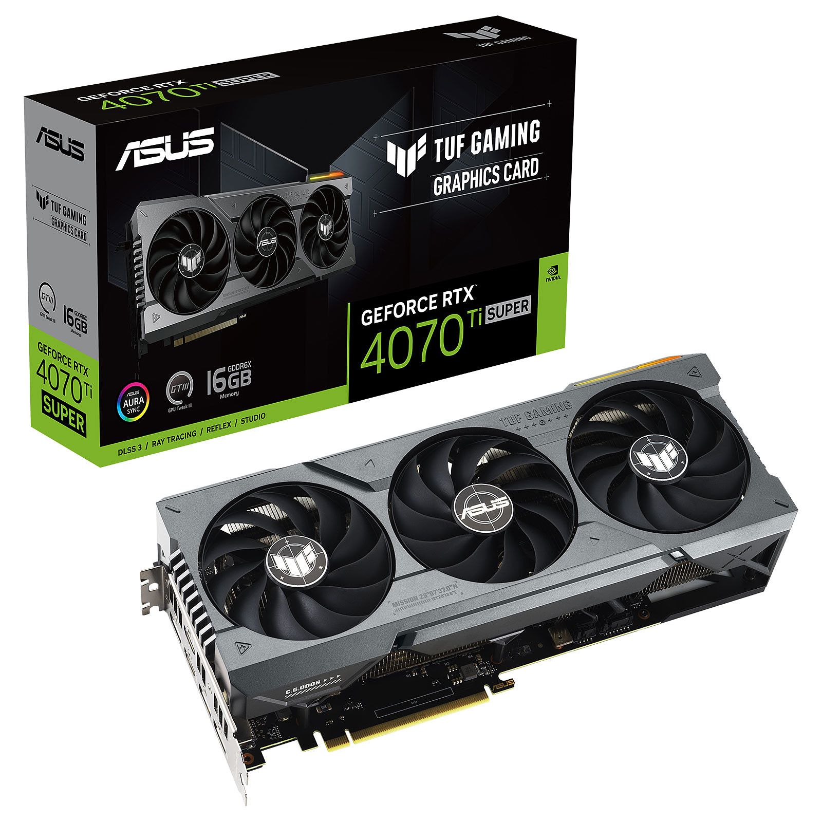 ASUS TUF Gaming GeForce RTX 4070 Ti SUPER 16GB - Carte graphique - GeForce RTX 4070 Ti Super - 16 Go GDDR6X - PCIe 4.0 - 2 x HDMI, 3 x DisplayPort