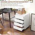 HOMCOM - Caisson de bureau - MDF - 46x40x65cm - Blanc - 5