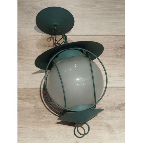 Lanterne En Tôle Et Boule De Verre 1960
