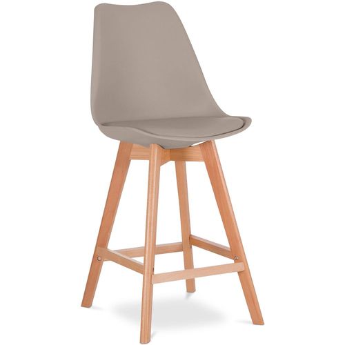 Premium Tabouret De Bar Brielle Avec Coussin De Style Scandinave - Bois Taupe