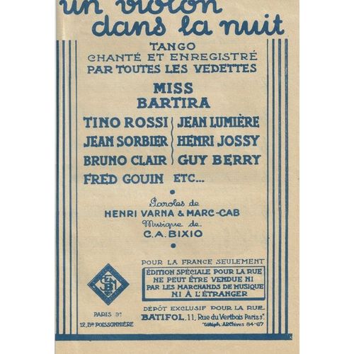 Tino Rossi: Un Violon Dans La Nuit, Tango 1935