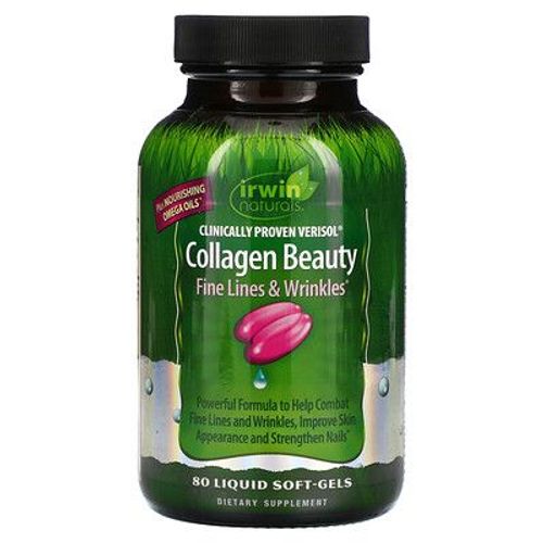 Irwin Naturals Collagène Beauté, Verisol Cliniquement Testé, 80 Gélules Souples Liquides 